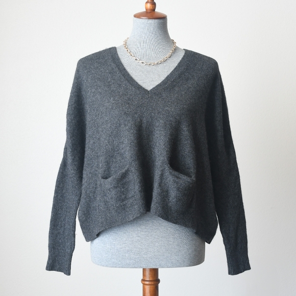 Vince Sweaters - Vince Cashmere Cropped Double V-Neck Sweater